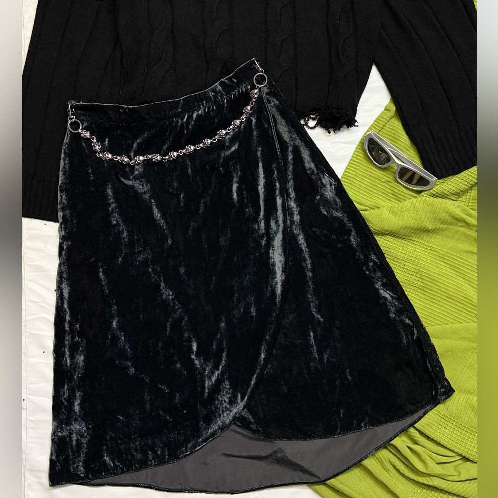 LOFT Black Embellished A-Line Midi Skirt